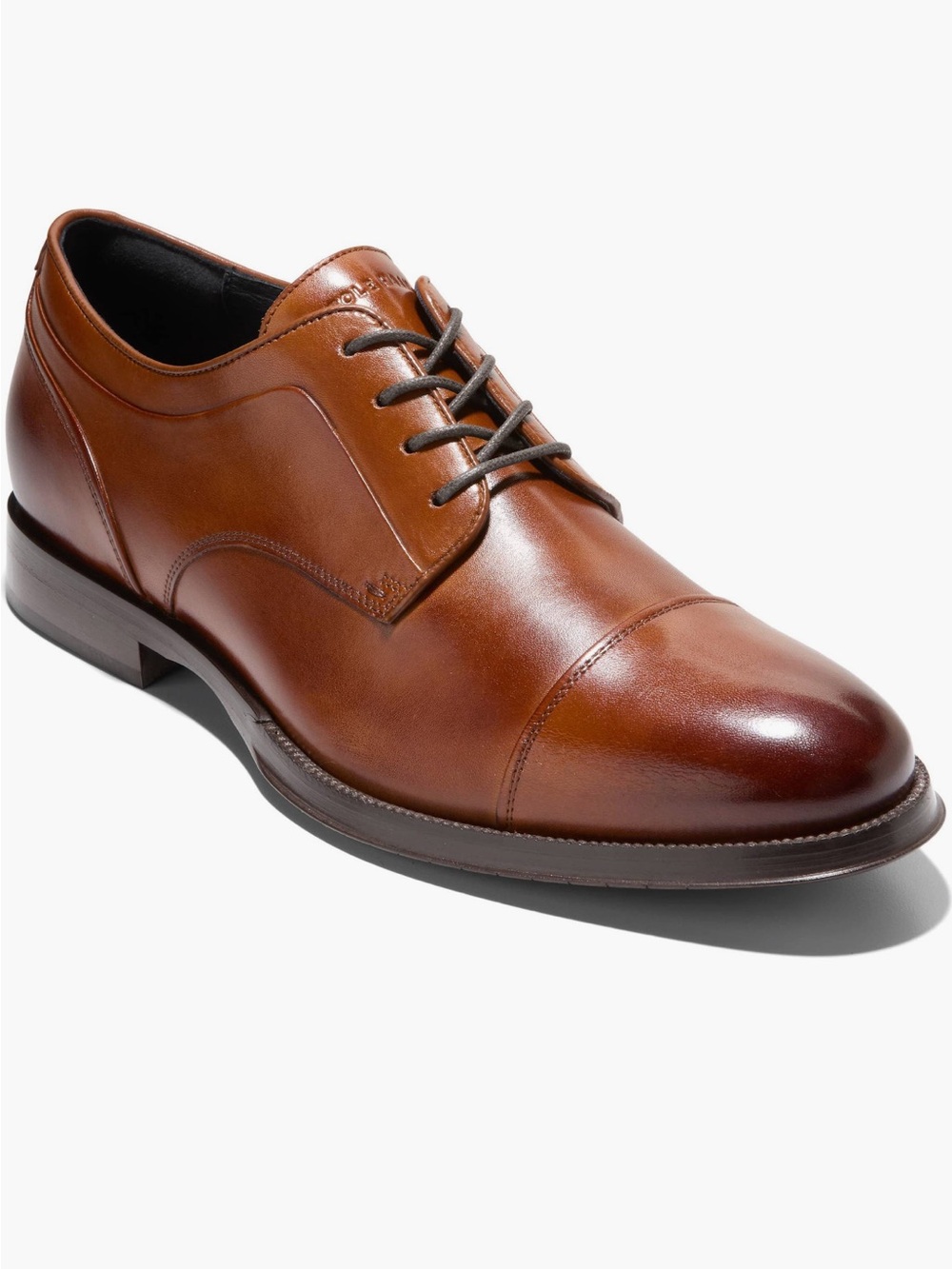 Cole Haan Cognac Brown Cap-Toe Derby Oxford